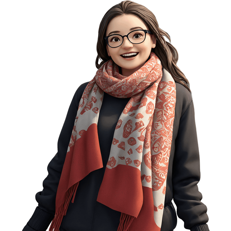 smiling girl outdoors in scarf emoji