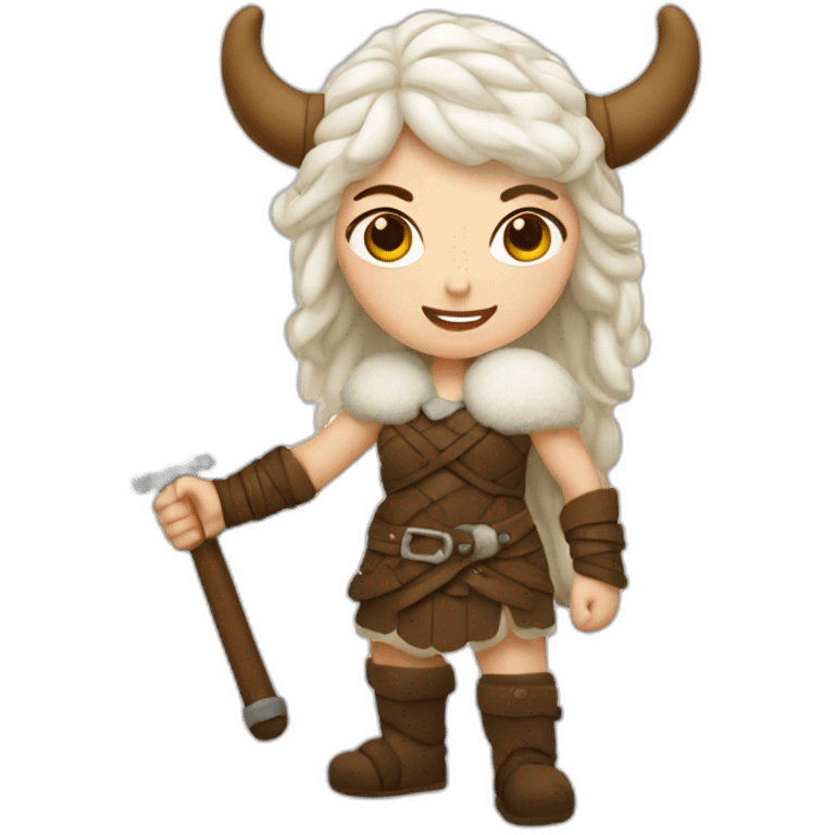 Fille viking et sa chèvre blanche emoji