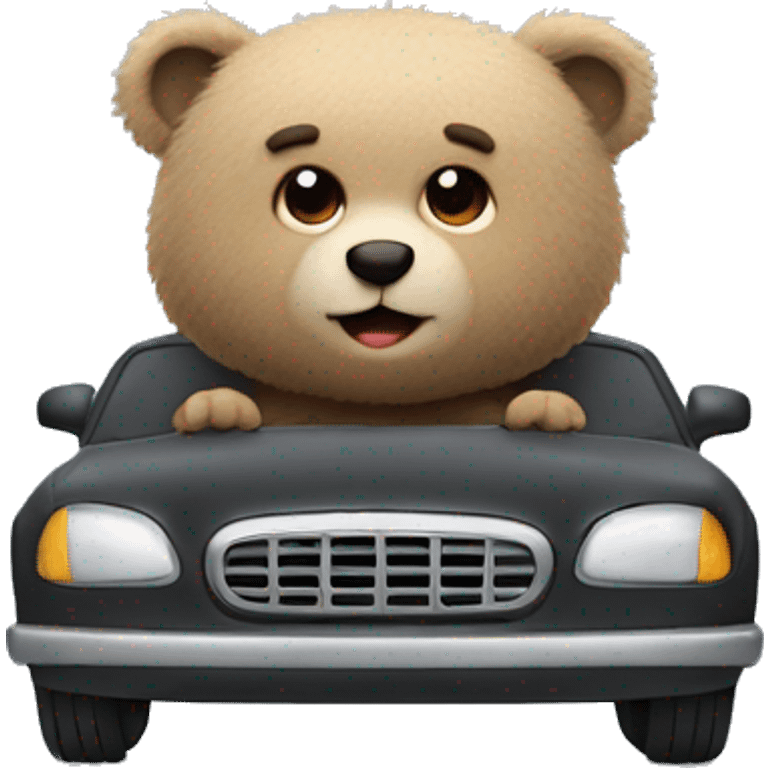 Little fuzzy bear driving a car emoji