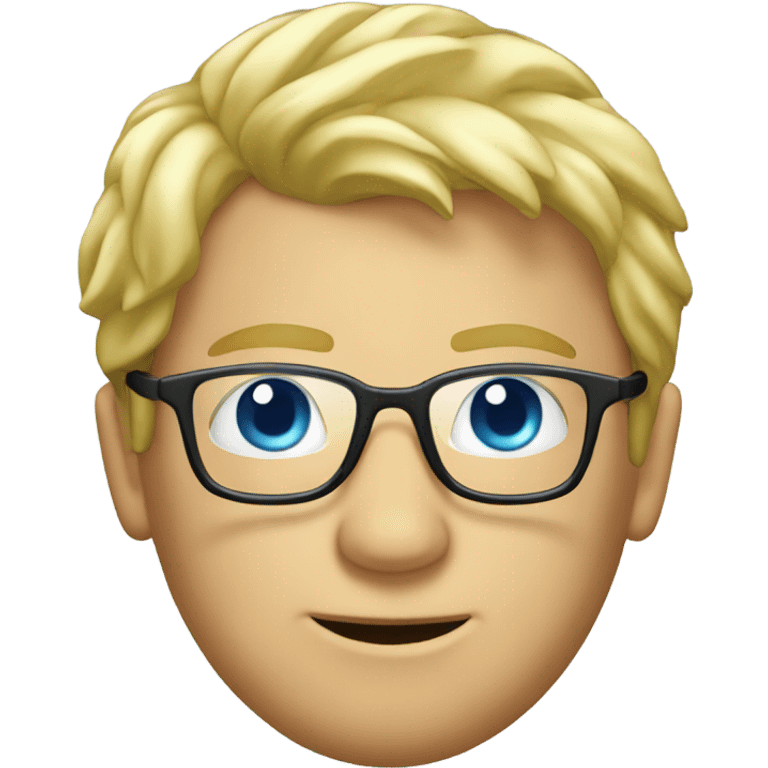 a blond man with glasses and the reflection of a foot on glass emoji