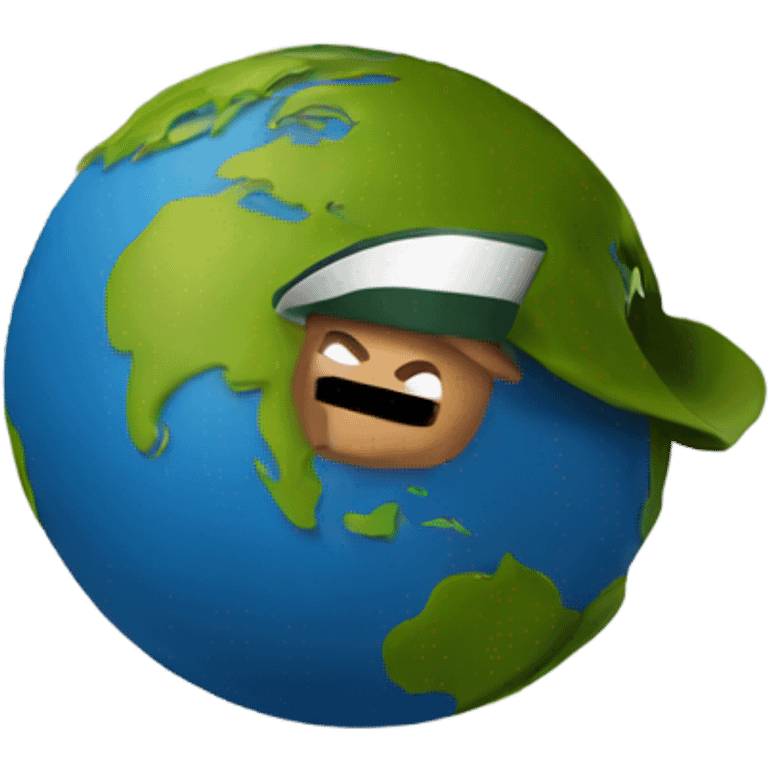 The earth on fire wearing an army hat emoji