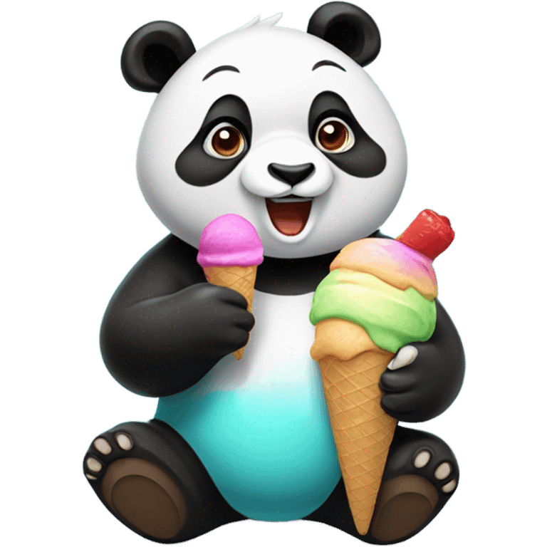 Panda eating ice cream emoji