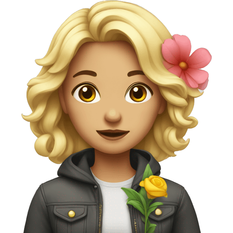 Girl with flower emoji