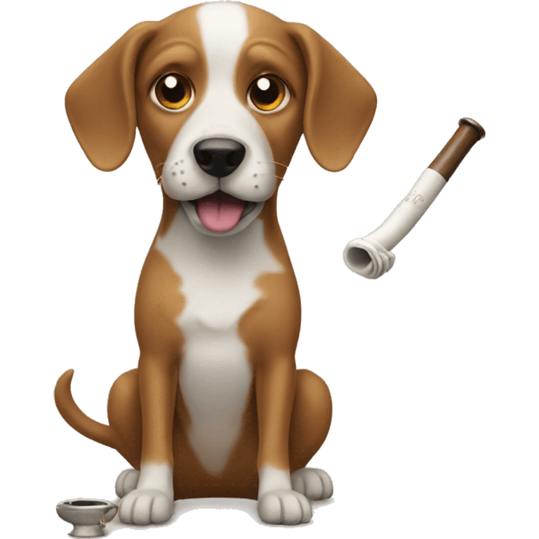 Dog eating pipe emoji