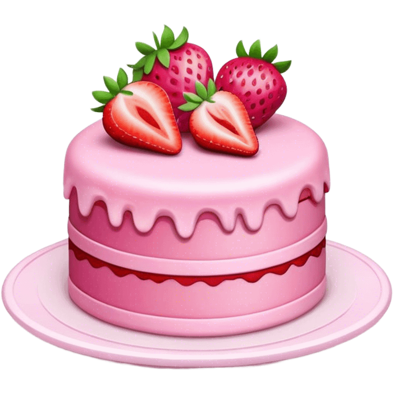 pink cake with strawberry emoji