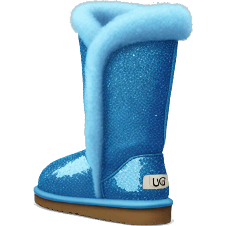 Realistic blue glitter and fur Ugg boots. emoji