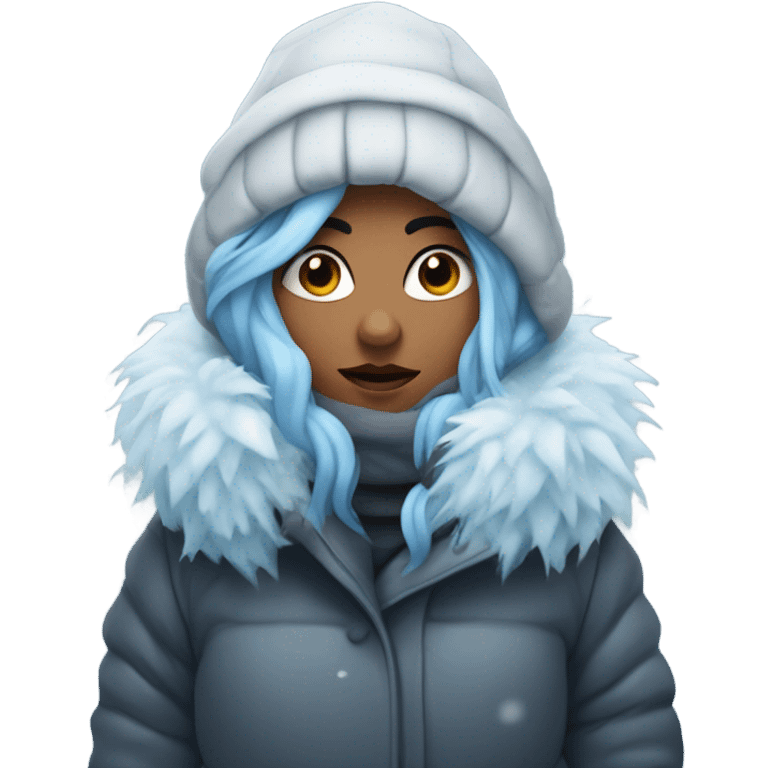 Girl frozen in cold emoji