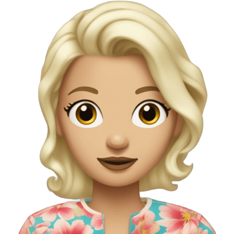 Blonde lady in floral dress with Ugg shoes emoji