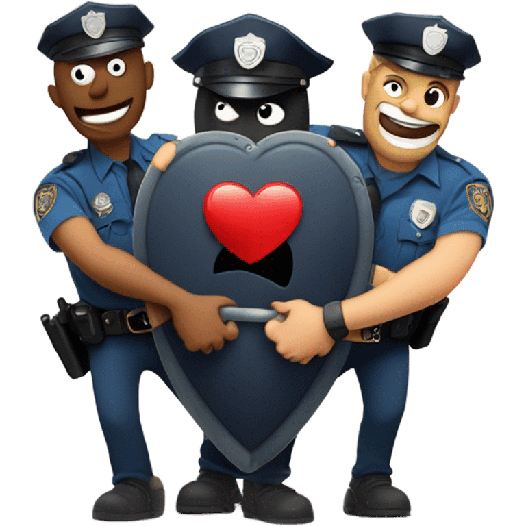 Criminal Cartoon Heart getting hand cuffed by police emoji