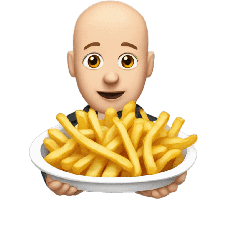 bald person with fries emoji