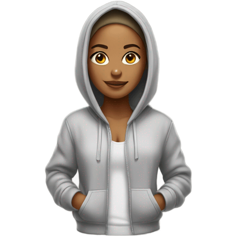 Jada wearing a hoodie emoji