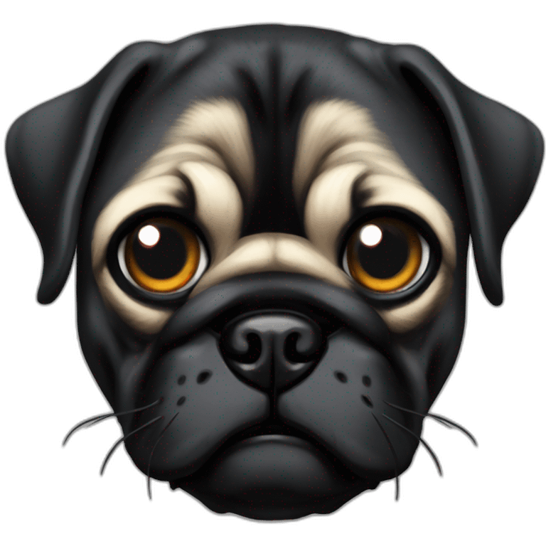 Black crazy daemon pug with a pirate eye emoji