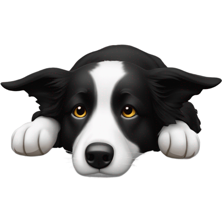 Sleeping black and white border collie emoji