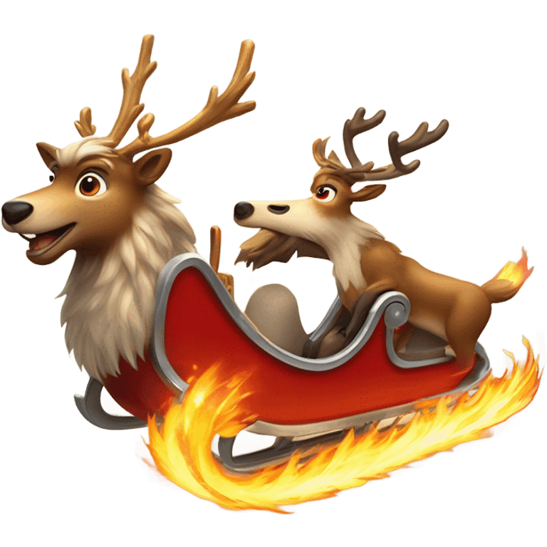 Satan’s rocket sleigh pulled by 2 crazy reindeer  emoji