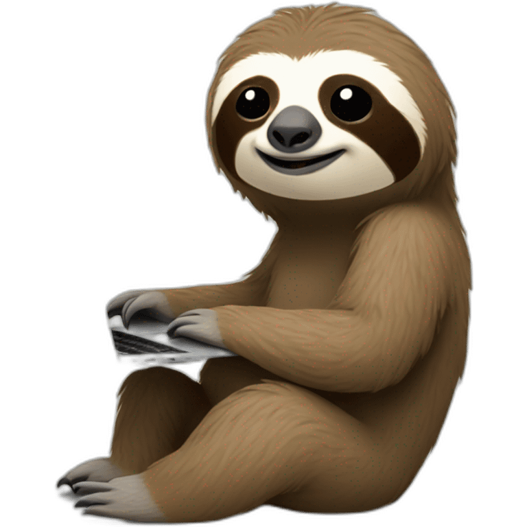 sloth with a macbook emoji