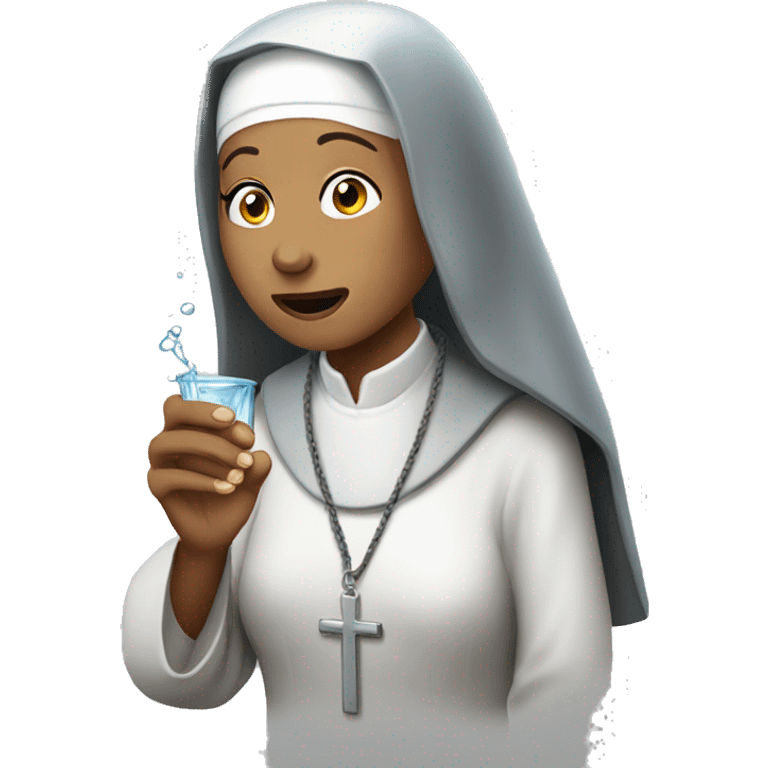 a nun spitting out water emoji