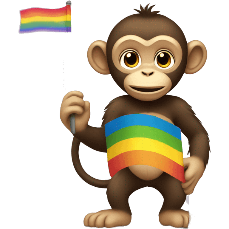 gay monkey with pride flag emoji