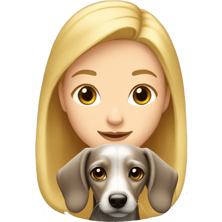 blonde white girl with wirehaired dachshund emoji