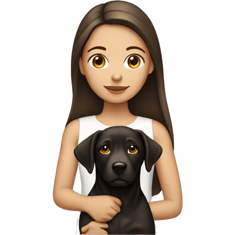 brunette girl with labrador emoji