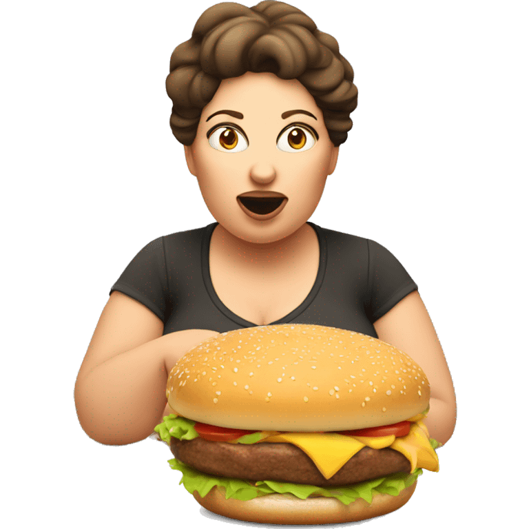 fat mum eating a burger emoji