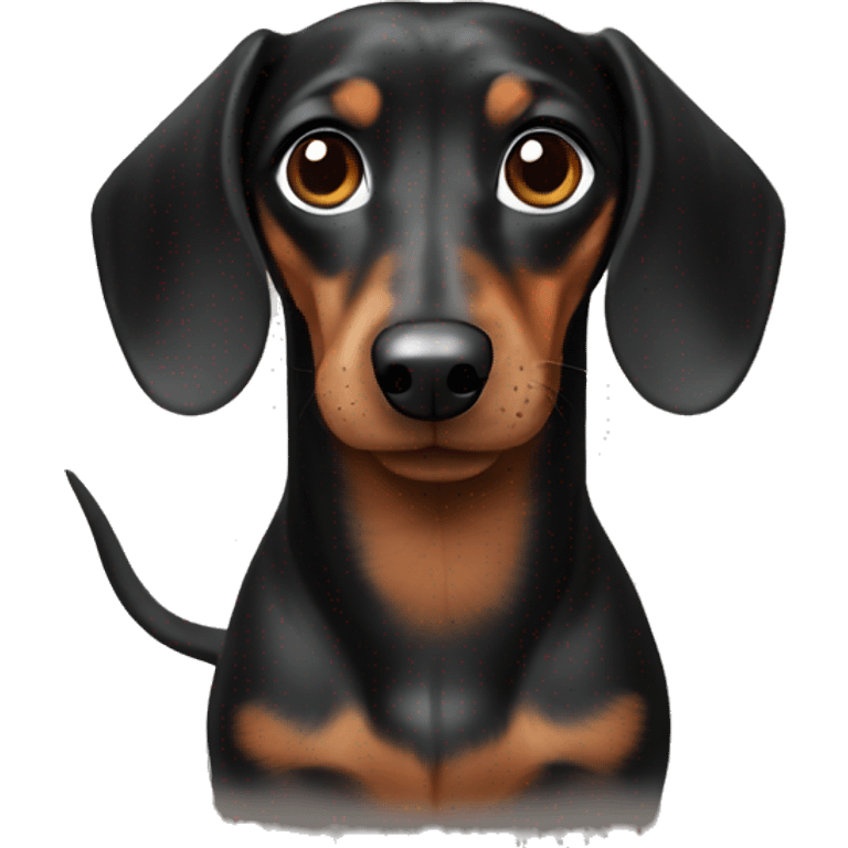 2 Black and brown and grey spotted dachshund  emoji