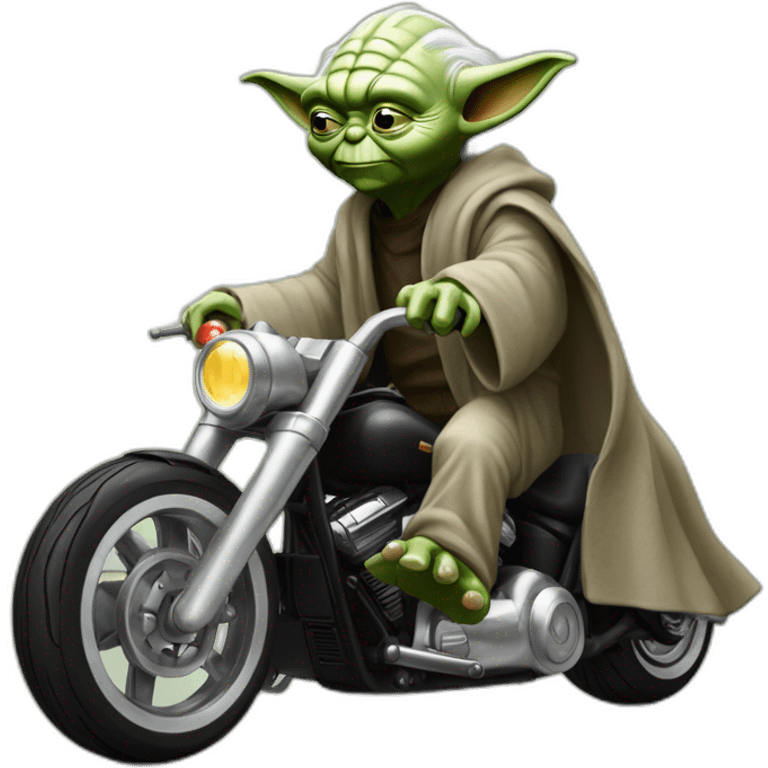 Yoda qui fais une roue arrière en harley emoji