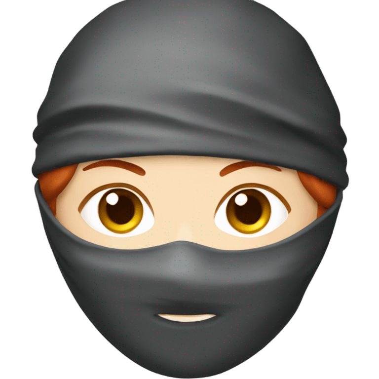 female caucasian red haired ninja with face covered emoji