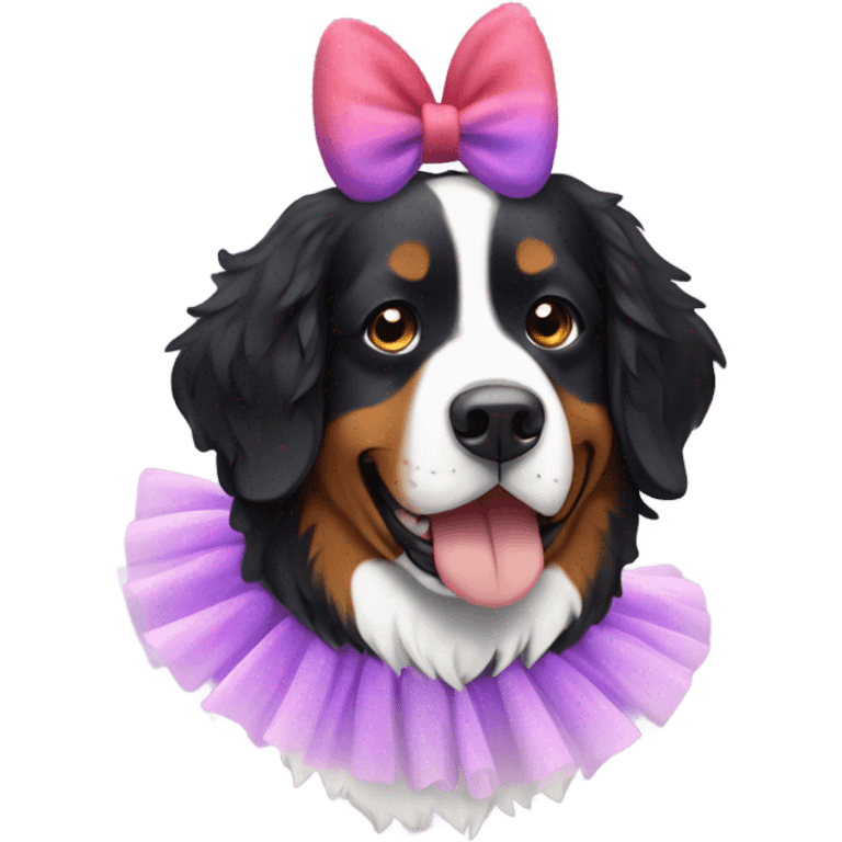 Bernese mountain dog wearing a tutu emoji