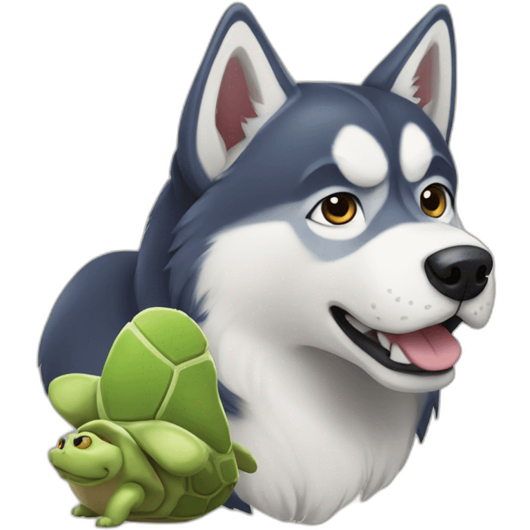 Husky croisé avec une tortue emoji