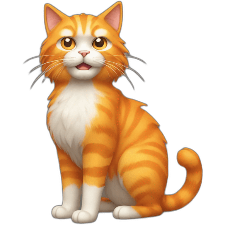 cute angry orange hairy cat full body with long tail emoji