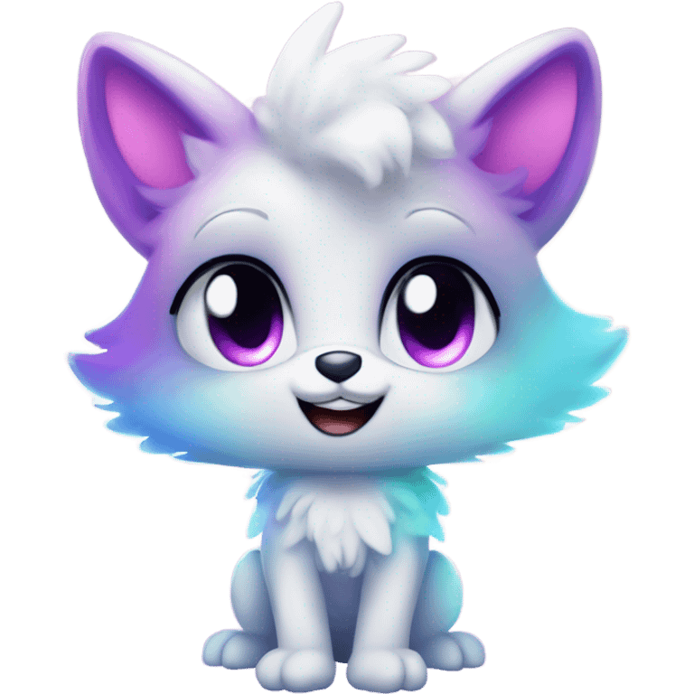 Adorable innocent cute gradient-Sparkle-nebula-fursona anthropomorphic furry, full body emoji