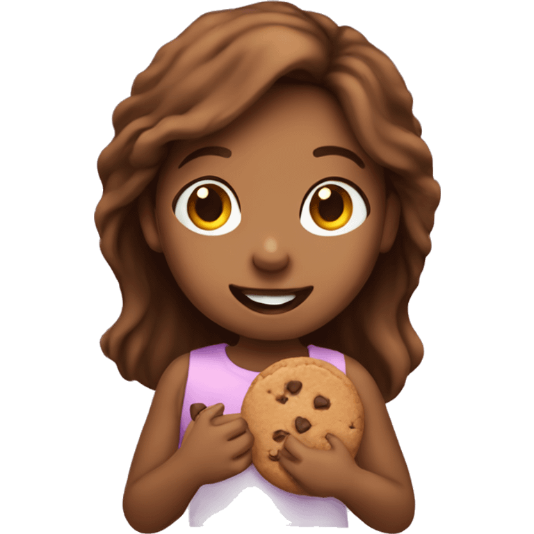 Brown haird girl eating a cookie emoji