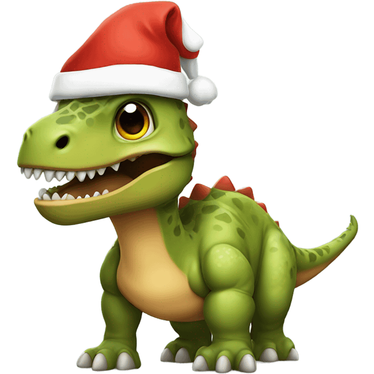 dinosaur in a santa hat emoji