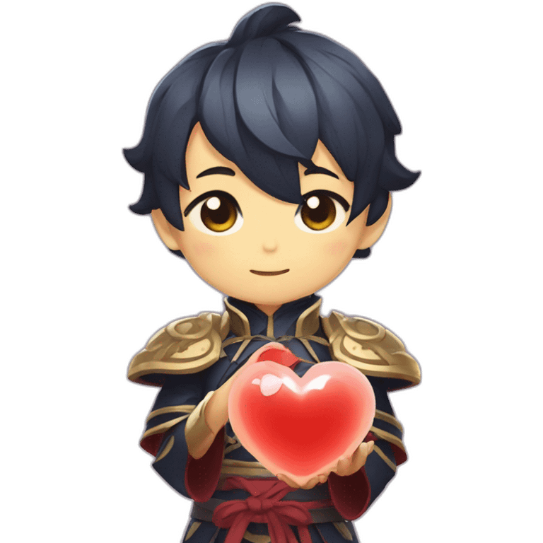 ganyu from genshin impact holding a heart emoji