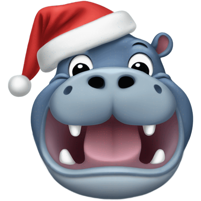 Christmas hippopotamus emoji