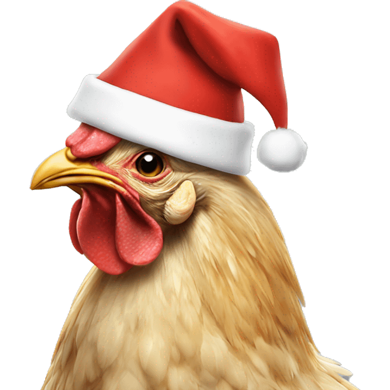 Chicken with Santa hat emoji