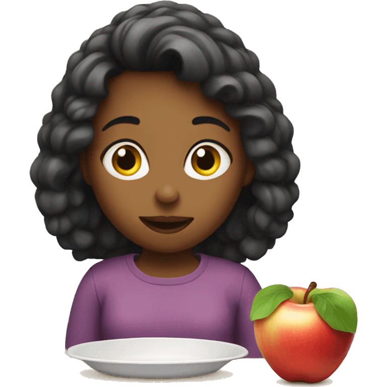 girl eats apple emoji