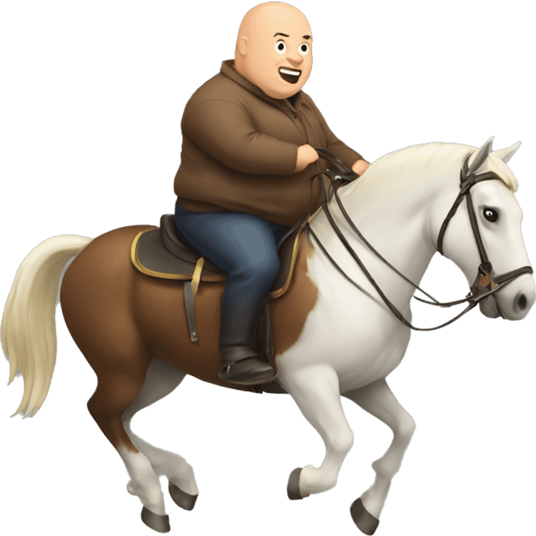 fat bald man riding a horse emoji