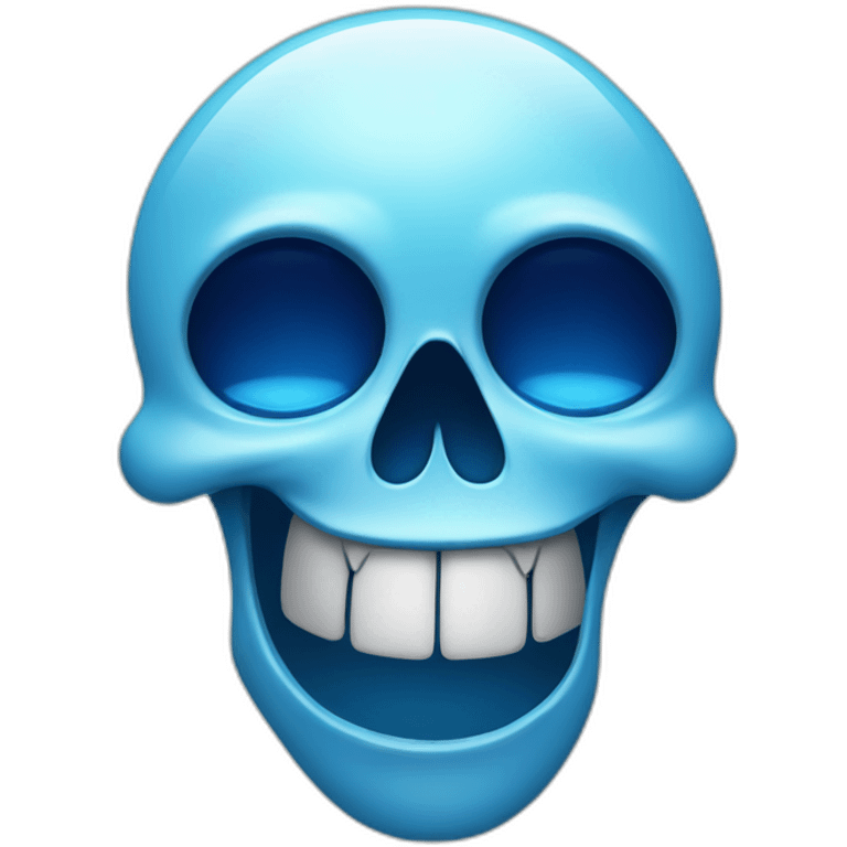 Skull laugh crying with blue tears emoji