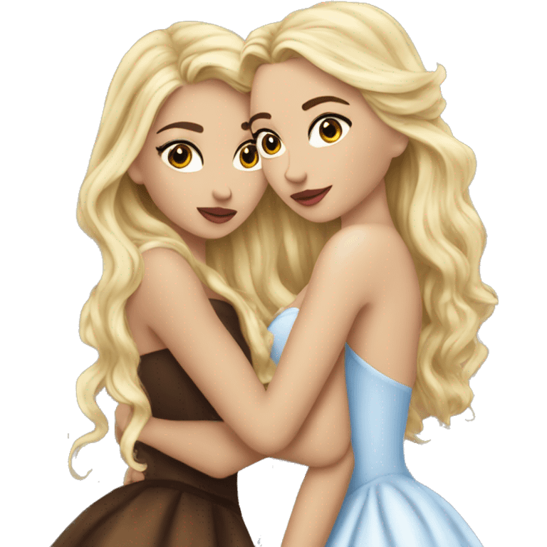 2 women princesses couple blonde deep kiss emoji