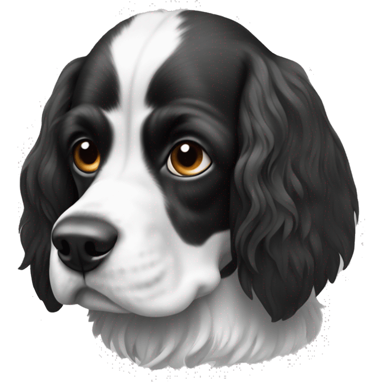 Russian spaniel in black and white emoji