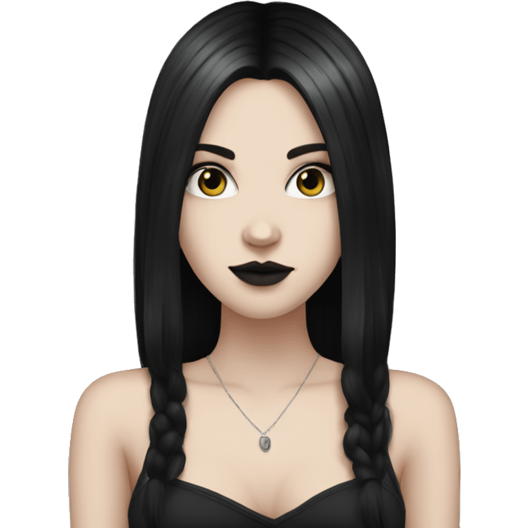 white girl, dark hair, goth style emoji