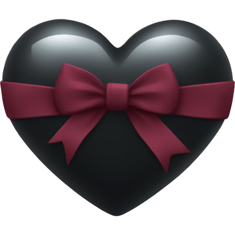 crystal black heart wrapped in a burgundy bow emoji