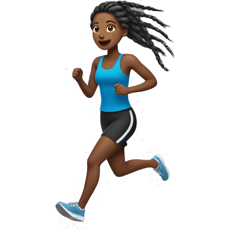 Black woman running with braids emoji