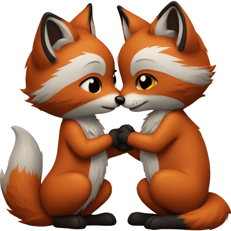 Two foxes kissing emoji