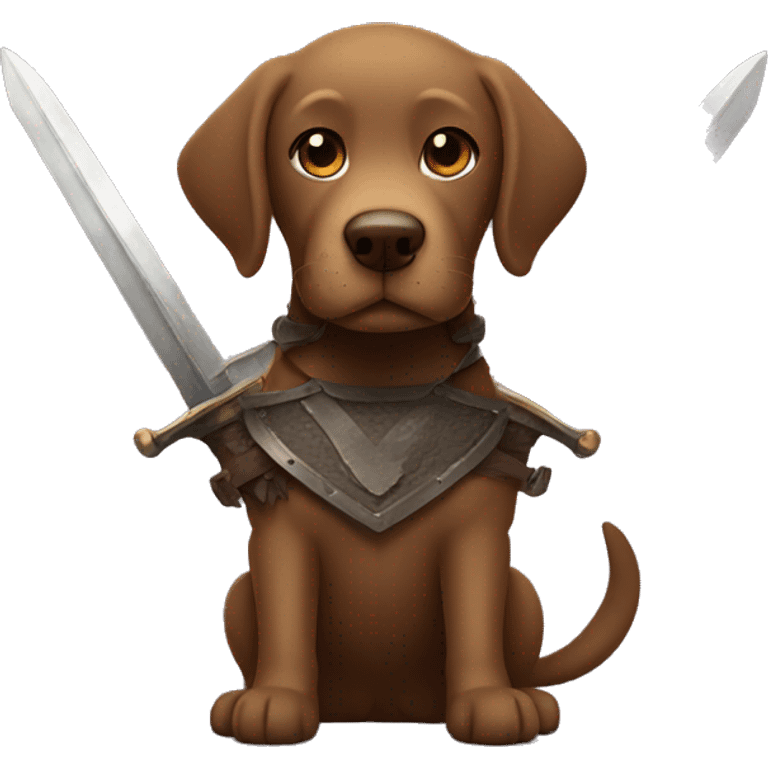 brown labrador holding a sword emoji