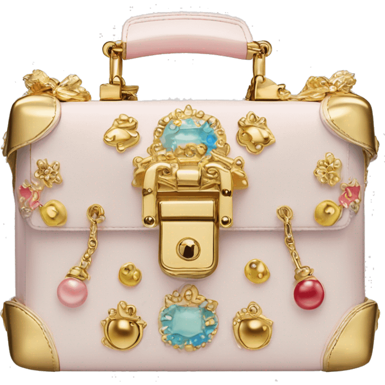 Dolce and Gabbana small box bag with colourful pastel ornament and golden detais  emoji