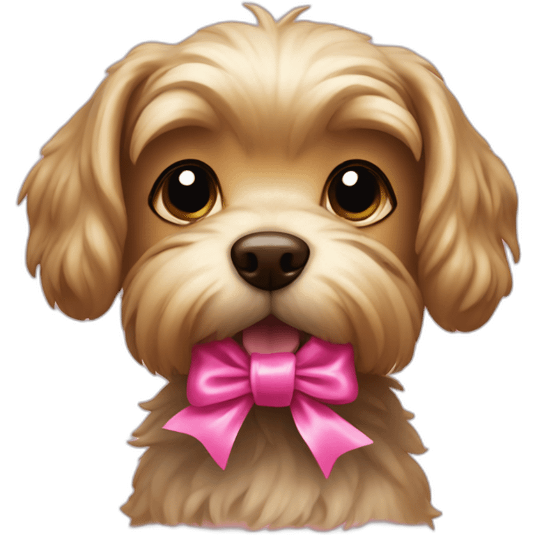 yorkshire dog with a pink ribbon emoji