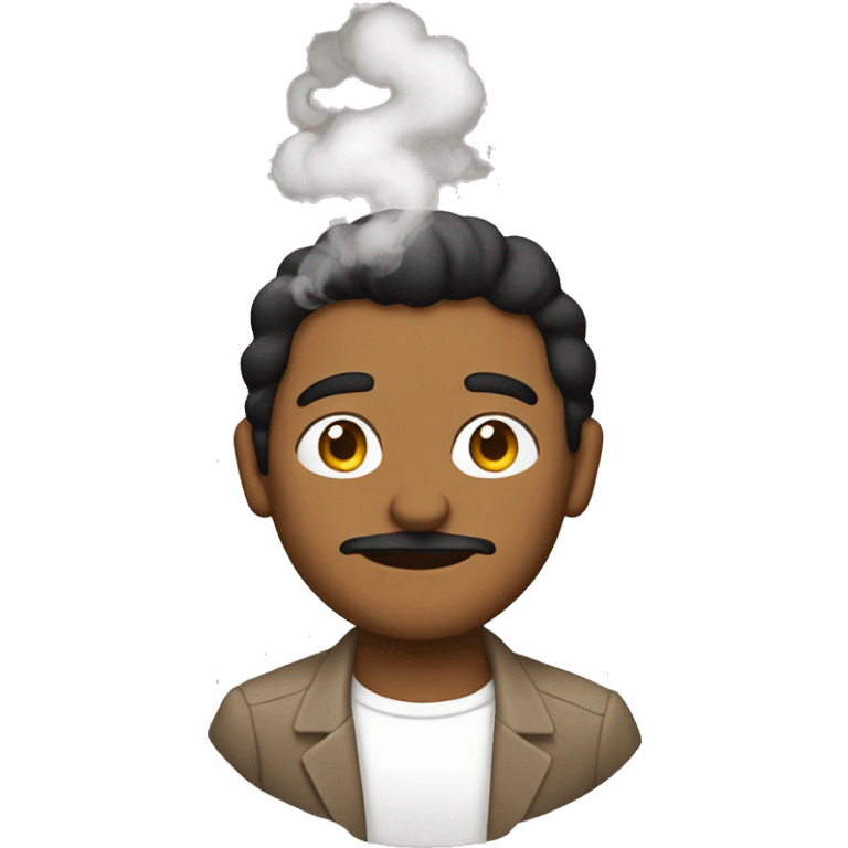 brown man with smoke lines emoji