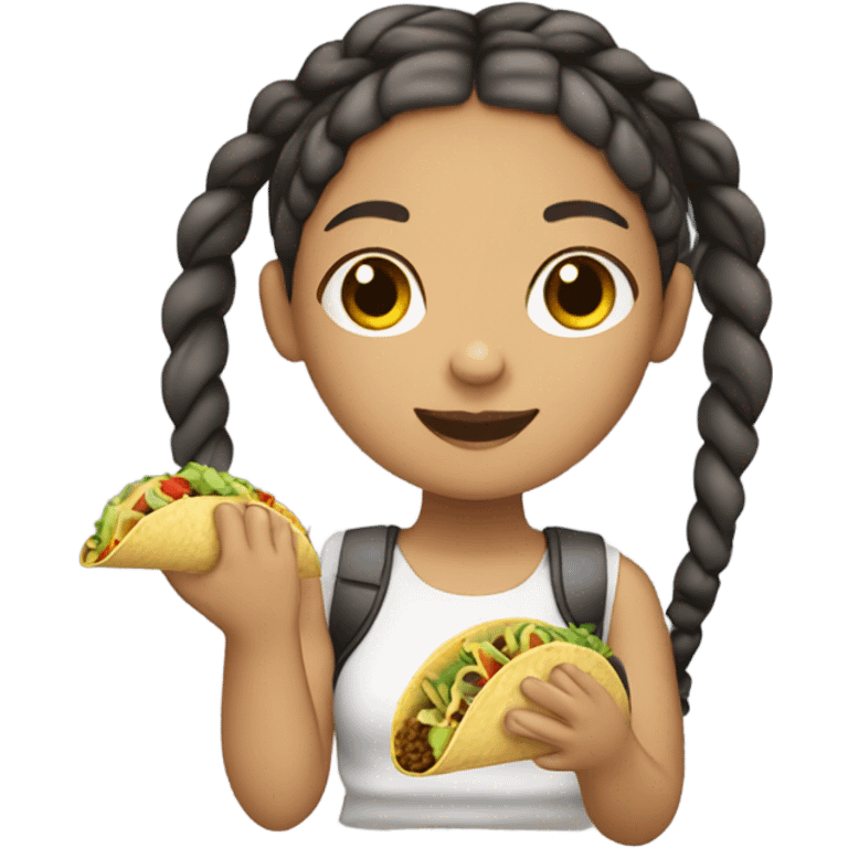 Light skin girl with braids eating taco  emoji